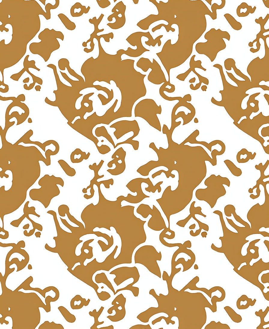 Artistic Ochre Abstract Organic Pattern Rug