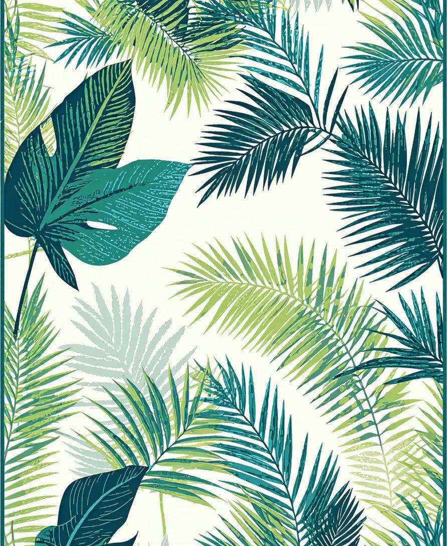 Exotic Leaf Patterned Tropical Rug