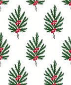 Green Fir Boughs Red Holly Berries Rug