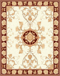 Cream Floral Vine With Maroon Border Rug