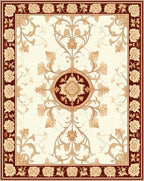 Cream Floral Vine With Maroon Border Rug
