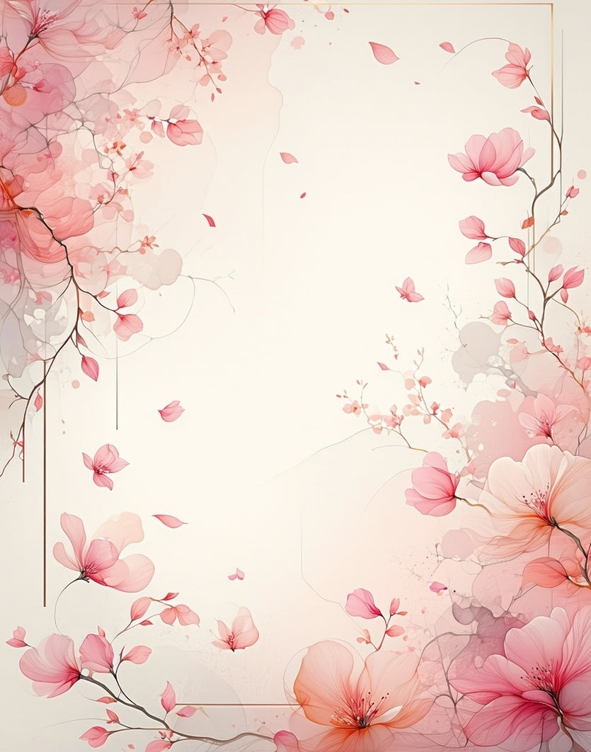 Delicate Pink Floral Watercolor Design Rug