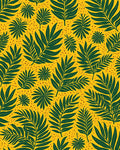 Tropical Leaf Patterned Yellow Rug