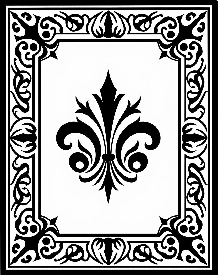 Classic Fleur de Lis Scrollwork Design Rug