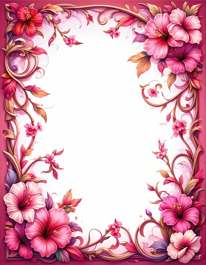 Ornate Floral Vine Border Design Rug