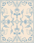 Elegant Blue Floral Damask Pattern Rug