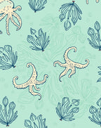 Sea Creatures Aquatic Plants Pattern Rug