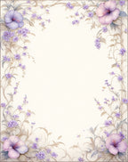 Lavender Floral Vines Watercolor Rug