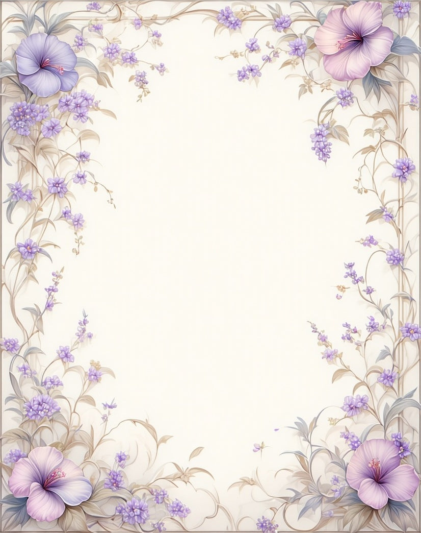 Lavender Floral Vines Watercolor Rug