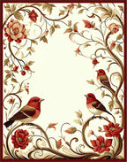 Vibrant Floral Birds Serene Pattern Rug
