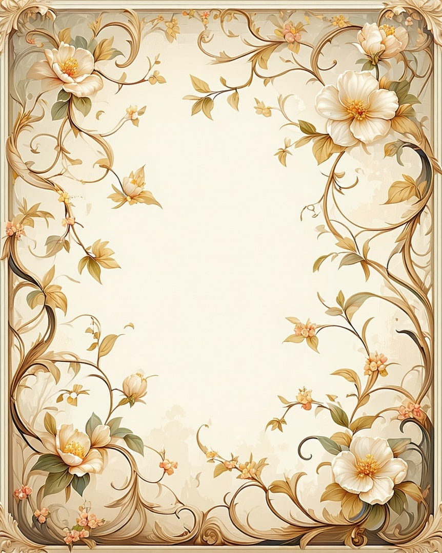 Vintage Floral Vine Scroll Pattern Rug