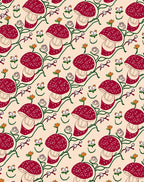 Whimsical Red Mushroom Floral Pattern Rug