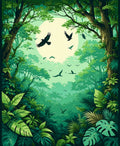 Tropical Forest Birds and Lush Foliage Rug