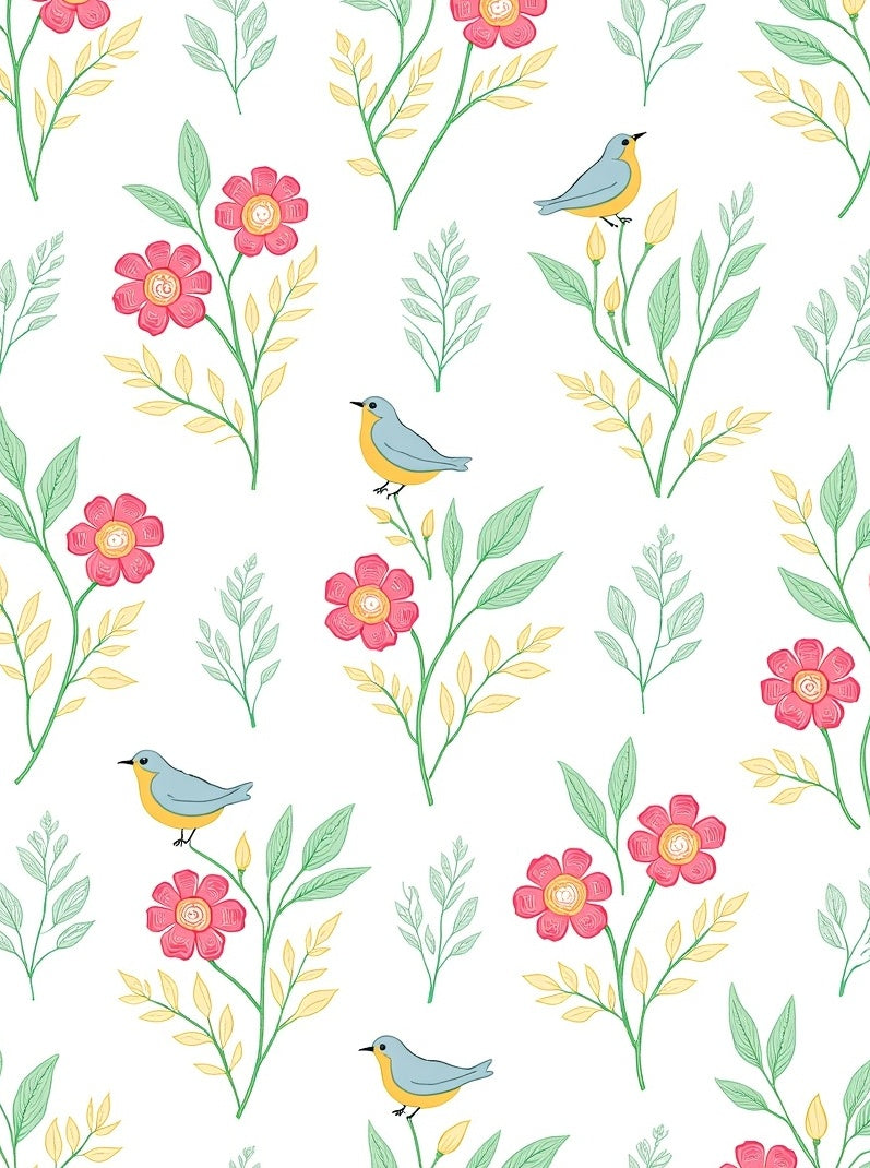 Whimsical Garden Birds Pattern Design Rug