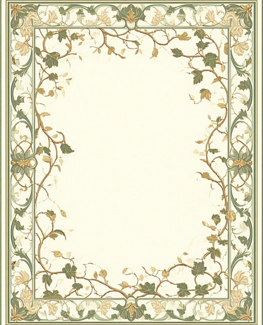 Ornate Leafy Vine Border Design Rug