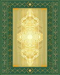 Art Deco Green Gold Geometric Tapestry Rug