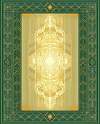 Art Deco Green Gold Geometric Tapestry Rug