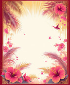 Vibrant Tropical Floral Palm Leaf Design Rug
