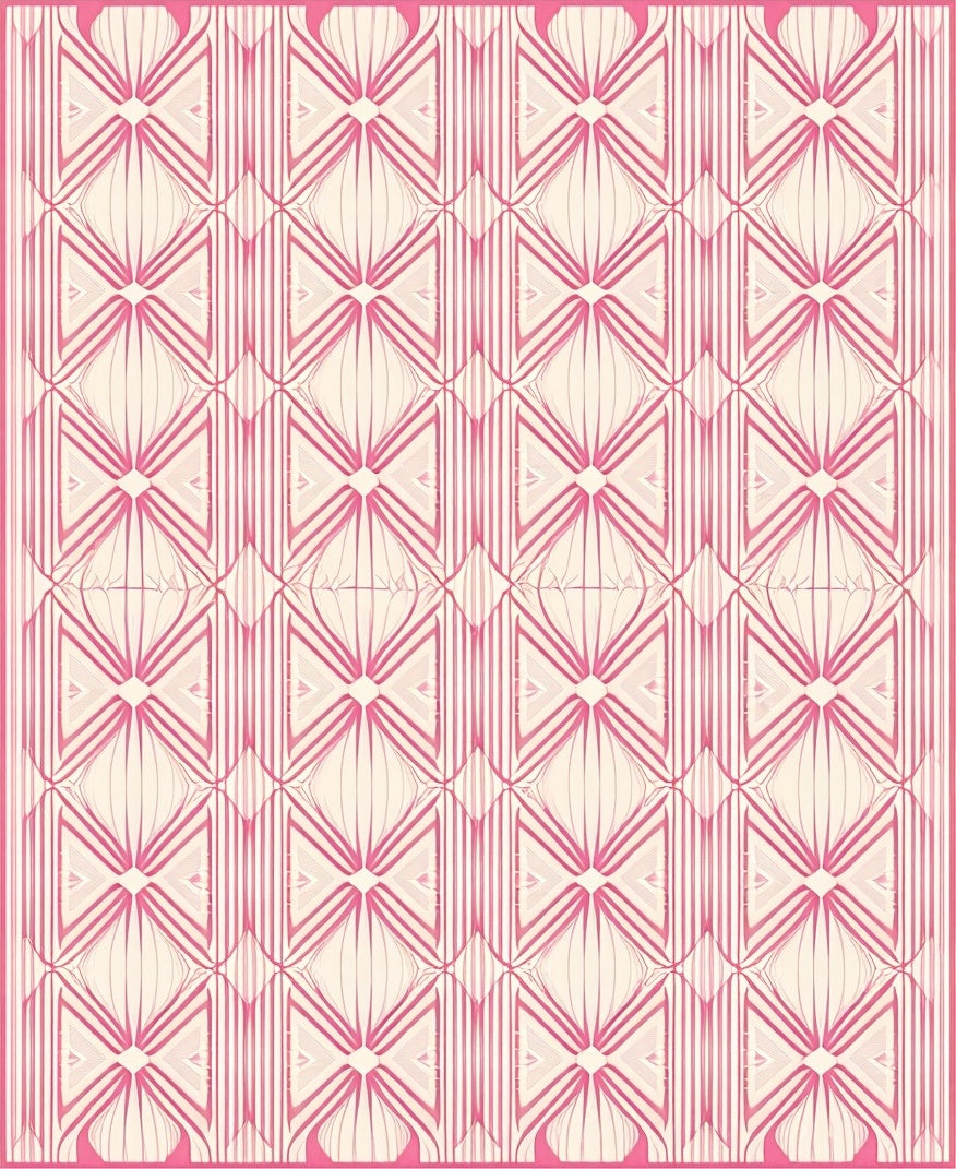Pink Geometric Art Deco Repeating Pattern Rug