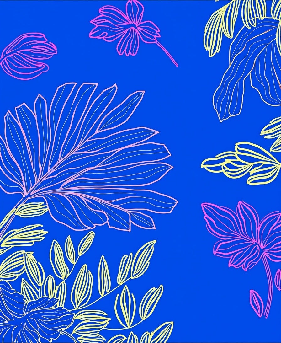 Vibrant Floral Line Art Pattern Rug