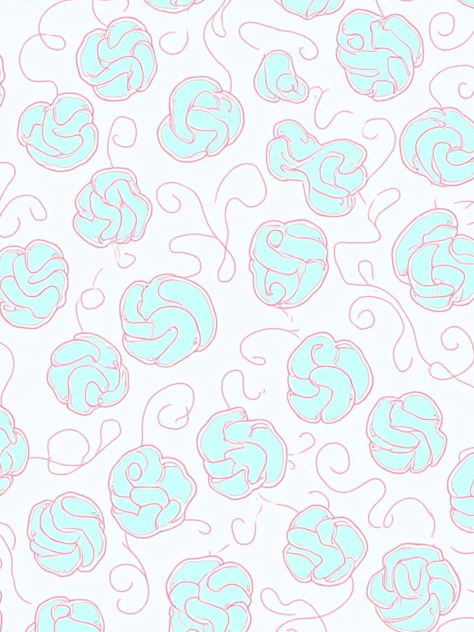 Whimsical Blue Floral Swirl Pattern Rug