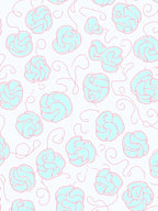 Whimsical Blue Floral Swirl Pattern Rug