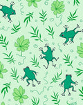 Playful Frogs Among Green Leaves Pattern Rug