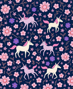 Whimsical Unicorn Floral Pattern Rug