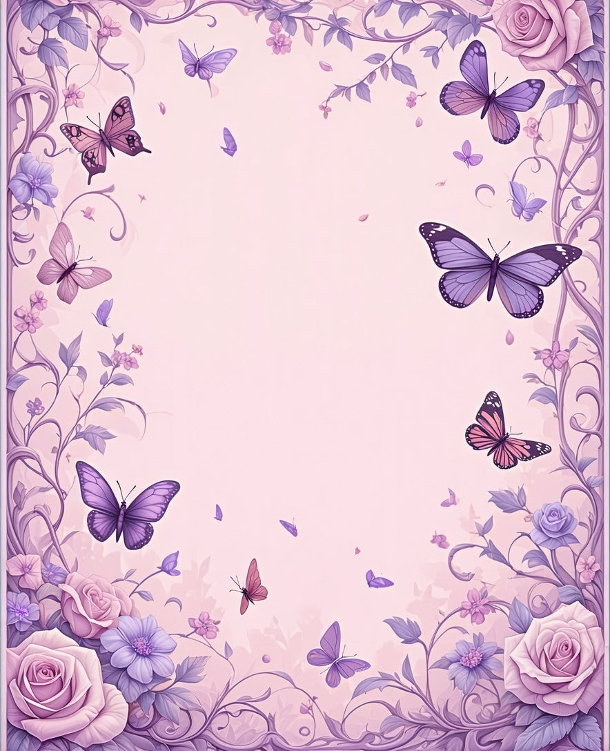 Whimsical Floral Butterfly Garden Pattern Rug