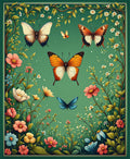 Whimsical Butterfly and Floral Garden Rug