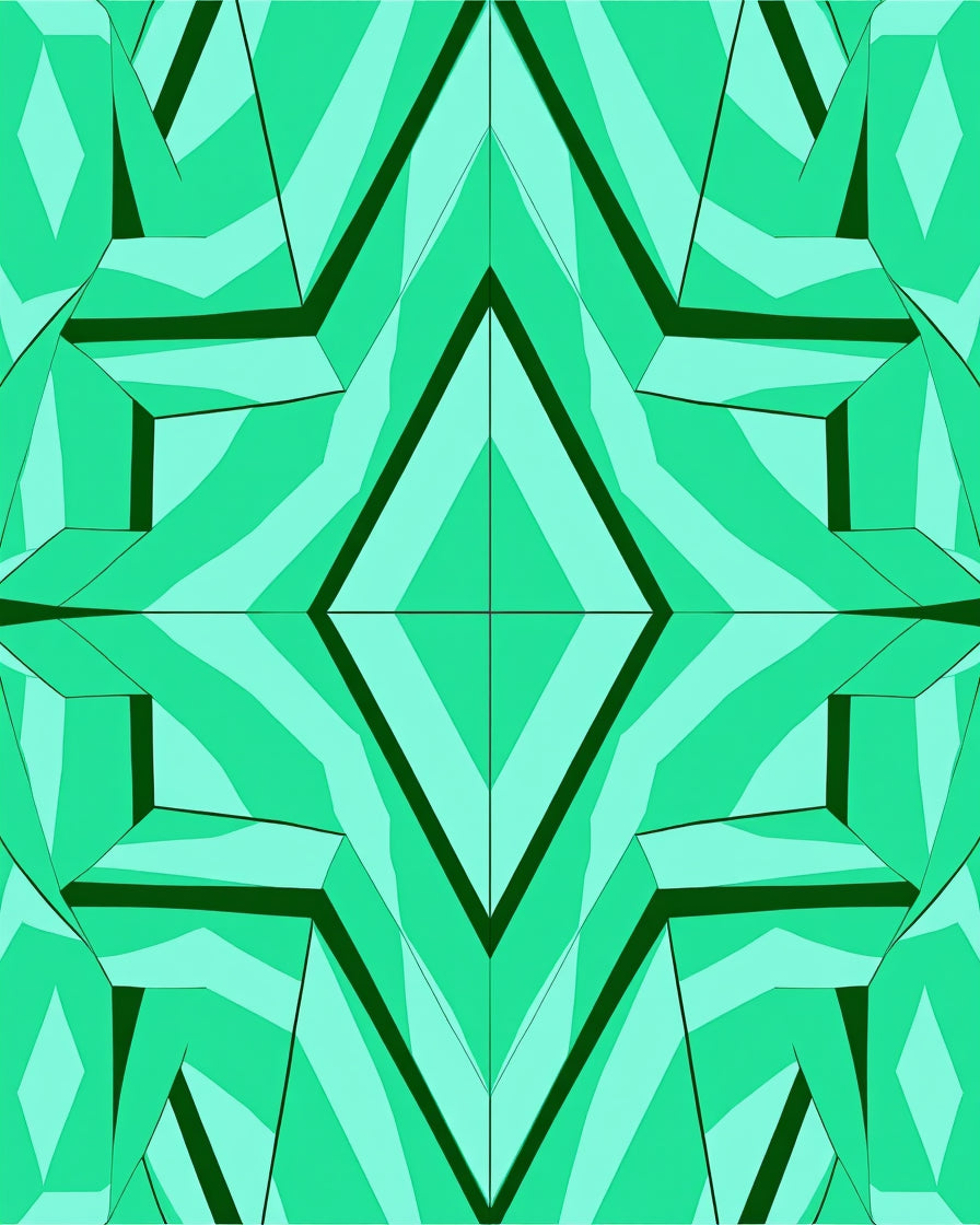 Emerald Green Faceted Geometric Diamond Rug