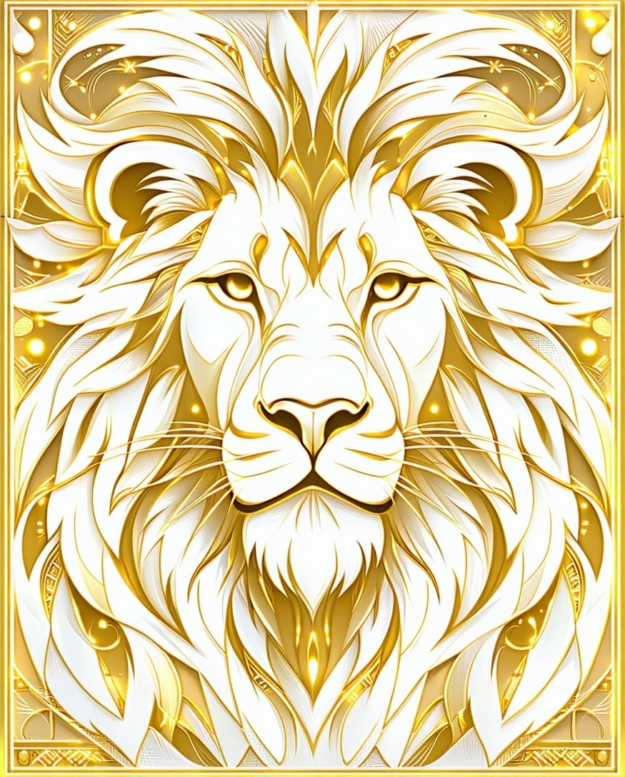 Ornate Golden Lion Face Rug