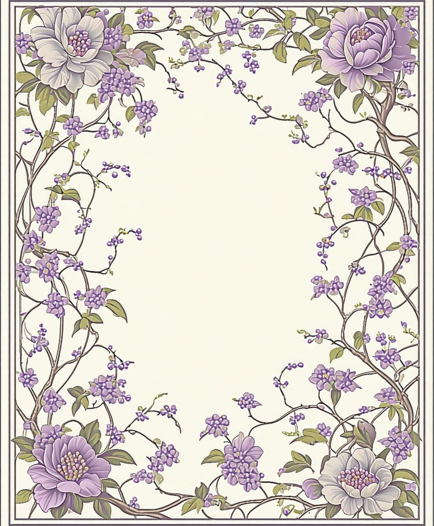Purple Floral Vine Design Rug