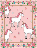 Enchanting Unicorns Floral Frame Design Rug