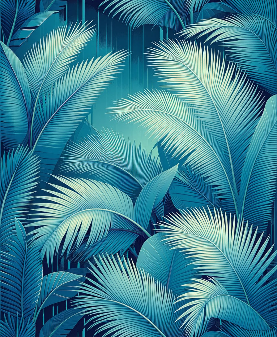 Cool Tropical Leaf Pattern Rug