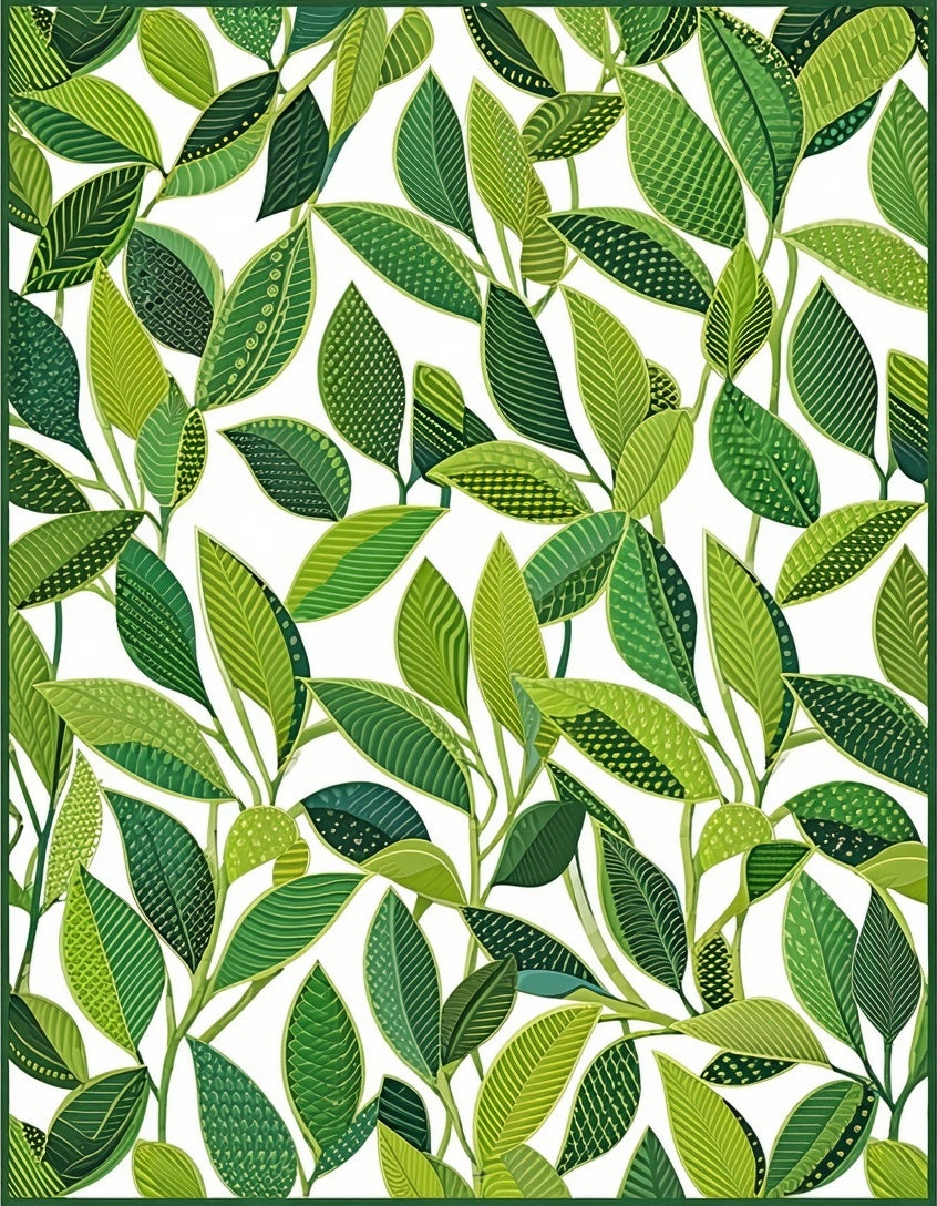 Lush Green Leafy Vine Pattern Rug