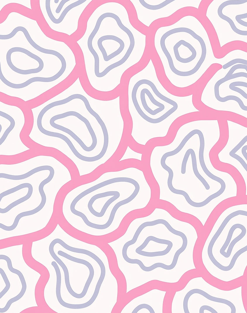 Pink Lavender Wavy Contour Pattern Rug