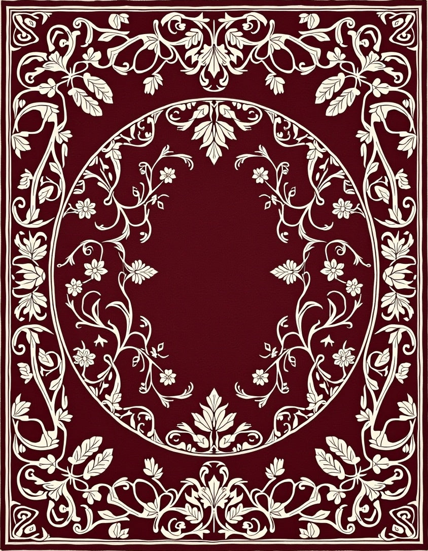 Classic Floral Border with Cream Accents Rug