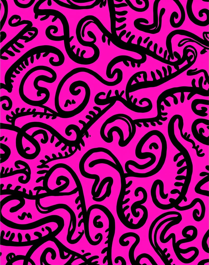 Bold Black Swirls Pattern Rug