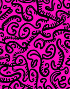 Bold Black Swirls Pattern Rug