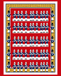 Red Blue Soldier Chain Border Rug