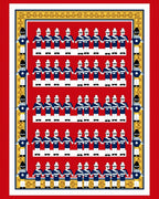Red Blue Soldier Chain Border Rug