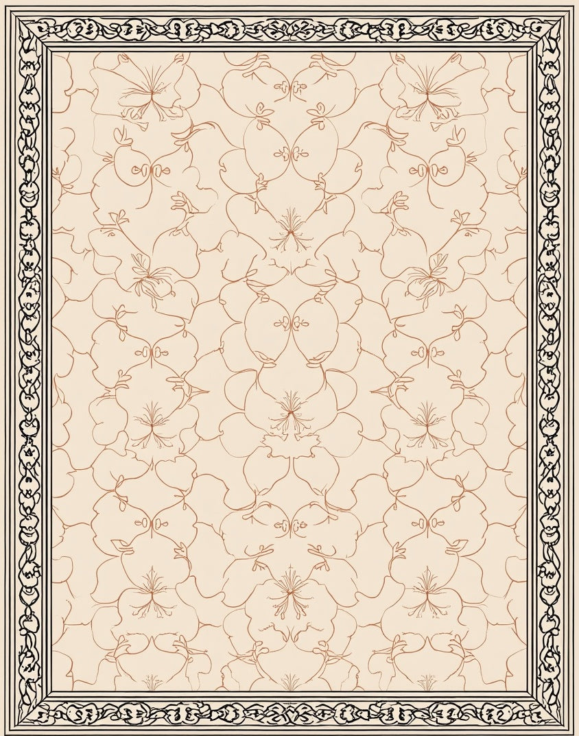 Elegant Floral Patterned Beige Rug