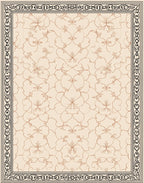Elegant Floral Patterned Beige Rug