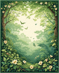 Enchanted Forest Garden With Birds Rug