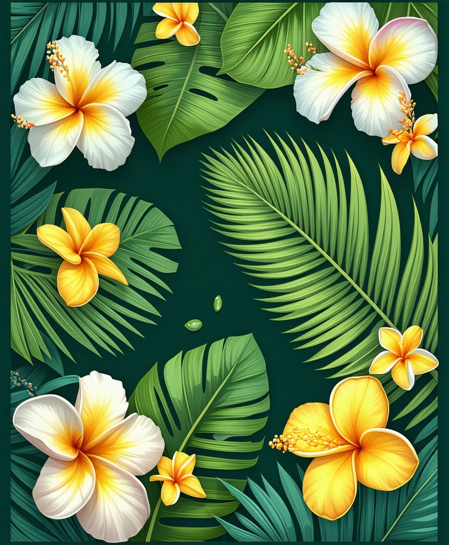 Tropical Flora Leaf Design Rug