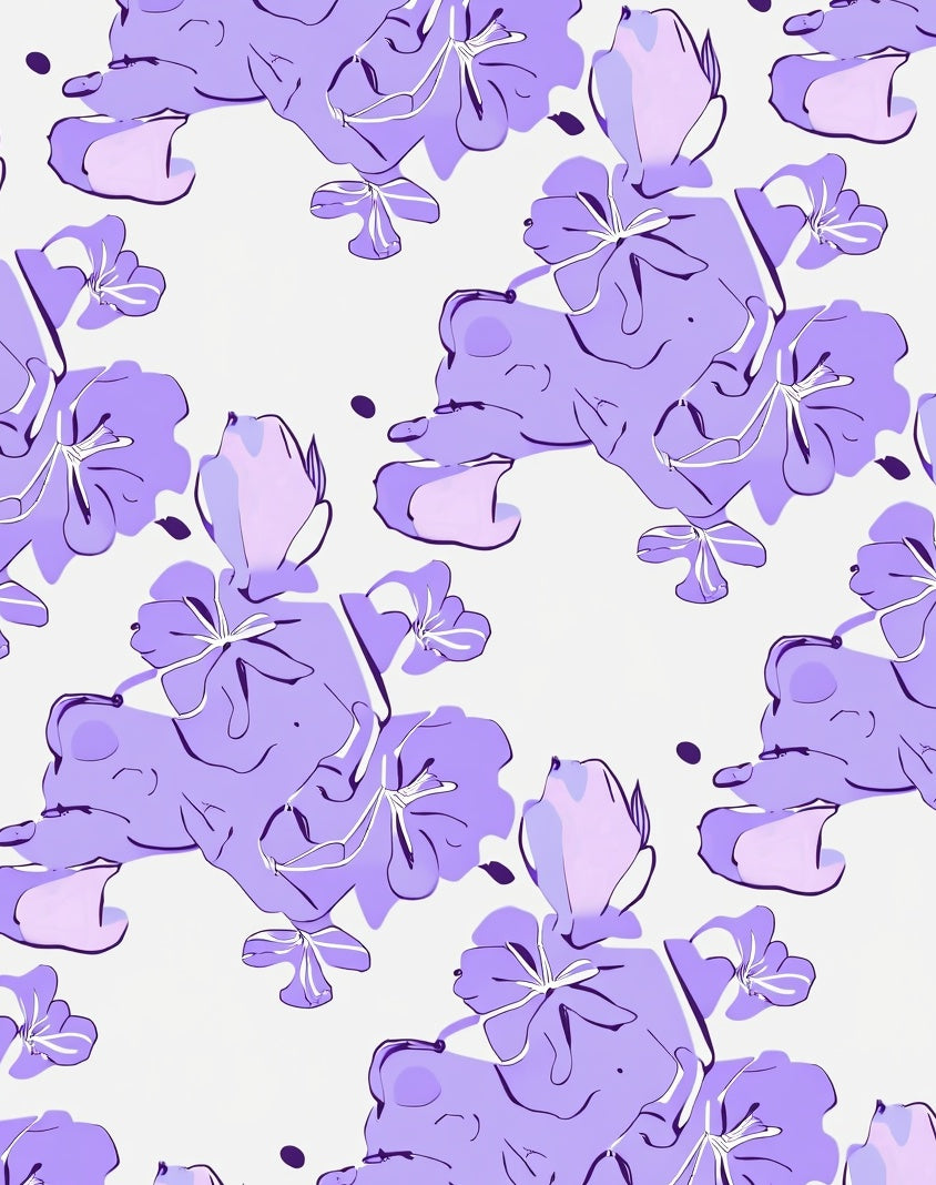 Abstract Lilac Floral Pattern Rug