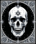 Ornate Black White Skull Rug