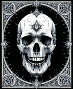 Ornate Black White Skull Rug