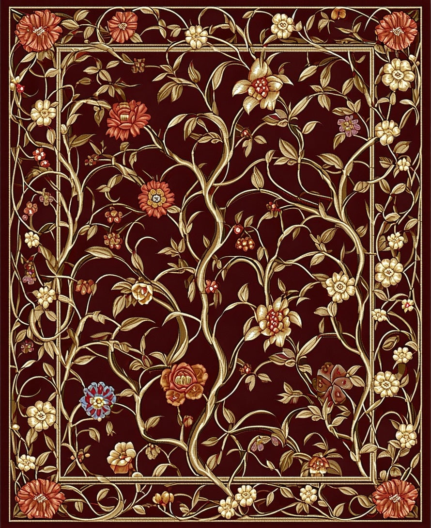 Regal Floral Vine Pattern Rug